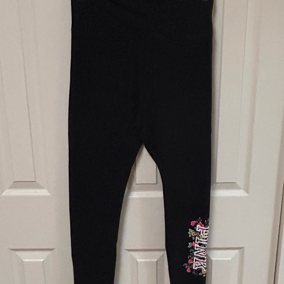 PINK Victoria's Secret Black Leggings with Pink Logo - Picture 3 of 7